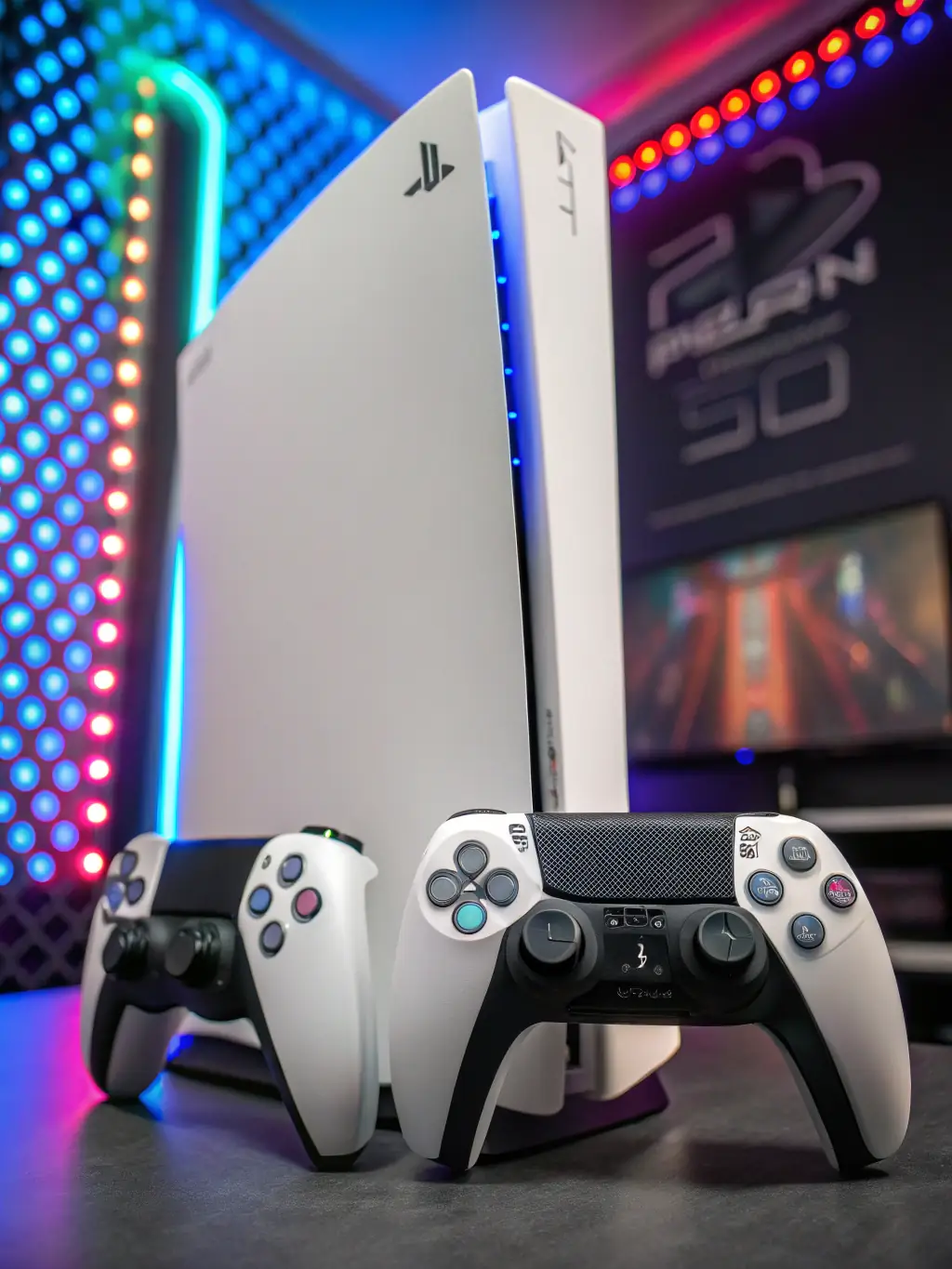 An image featuring the latest gaming consoles (PlayStation and Xbox) with controllers, emphasizing the immersive gaming experience.